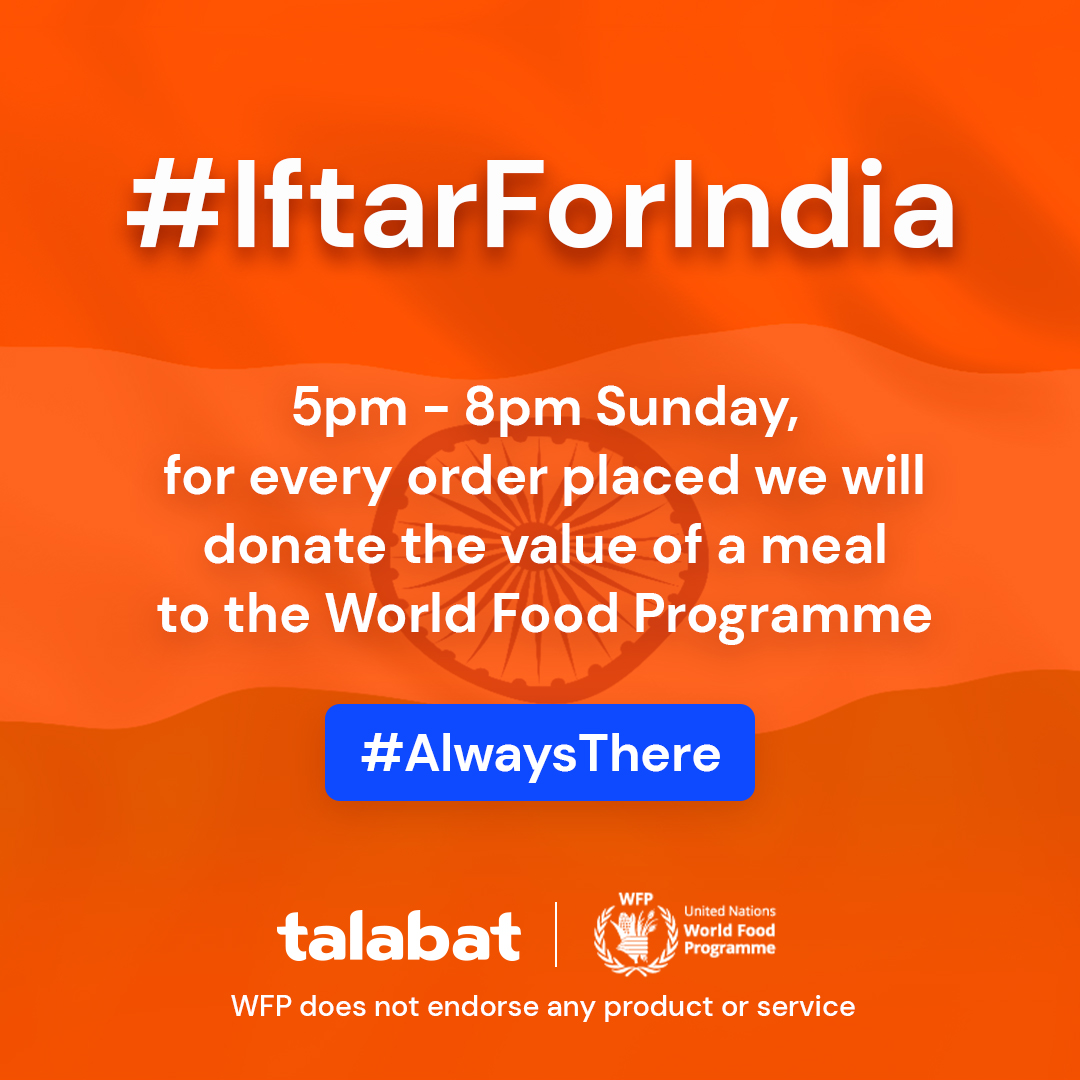 talabat Launches #IftarforIndia This Sunday,  In Support Of India